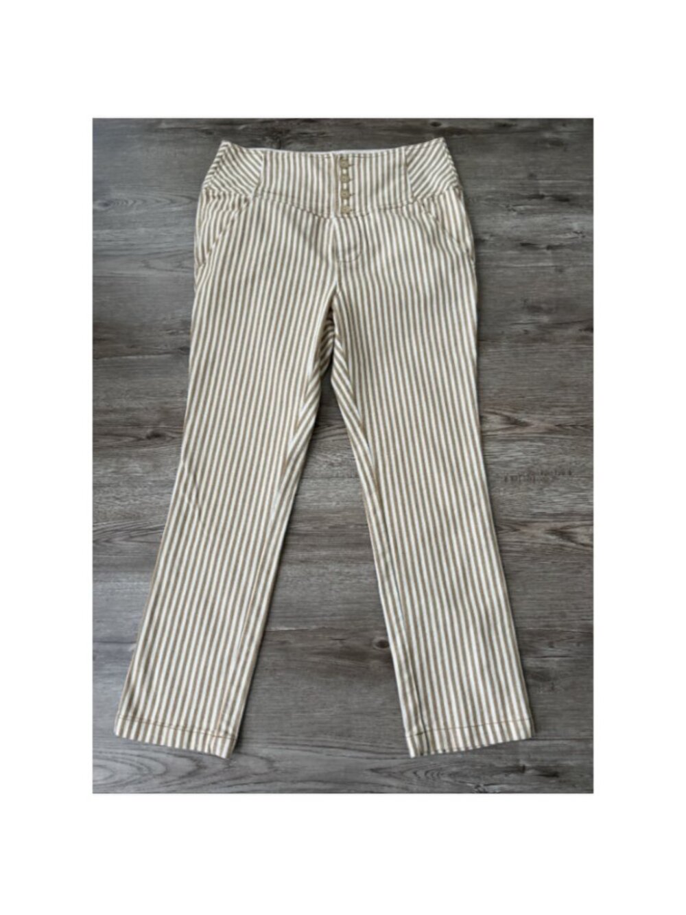 Free People Frankie High Waist Stripe Pants Womens 12 Straight Leg Ankle Cropped